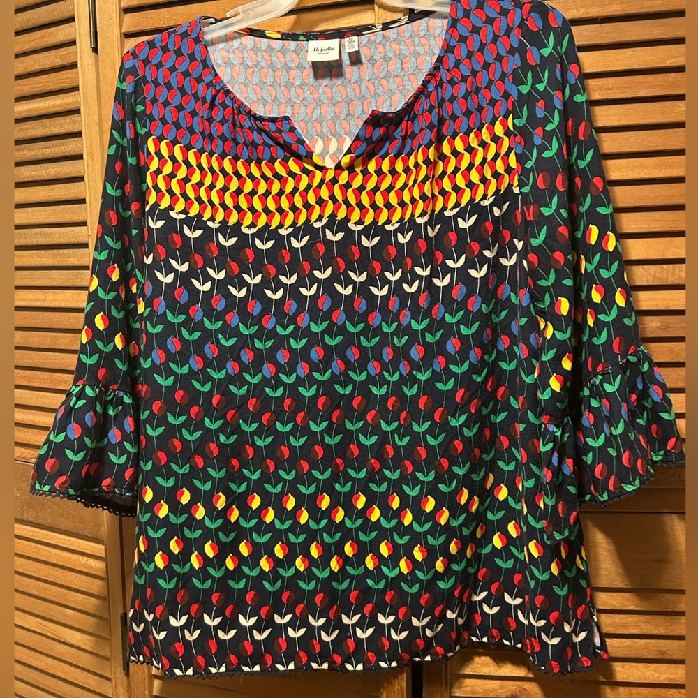 Rafaella Weekend Colorful BOHO V-Neck Top